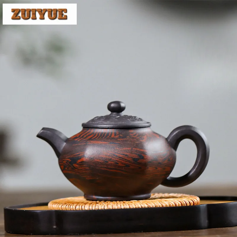 270ml High-end Yixing Purple Clay Teapots Handmade Pot Raw Ore Twist Mud Kettle With Filter Chinese Zisha Tea Set For Tea Craft 