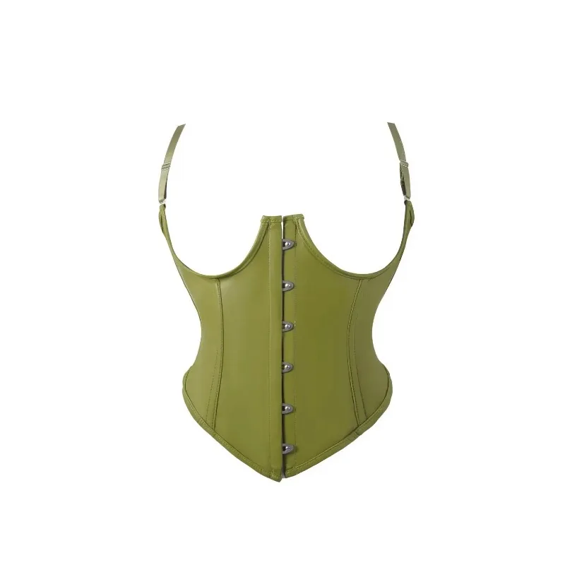 

Punk Faux Leather Underbust Corset Gothic Bustier Top Corselet Steampunk Waist Cincher Retro Bodycon