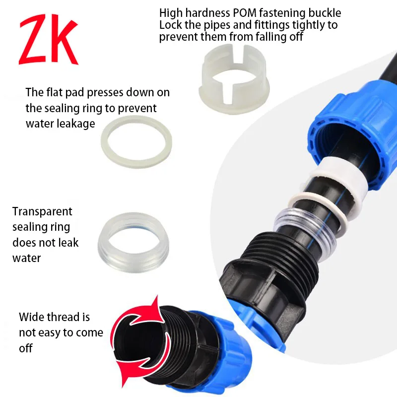 20 25 32 40 50mm PE Three-way Fast Connection Valve Plastic Pipe Valve Agricultural Garden Tap Water Irrigation Connect Valve