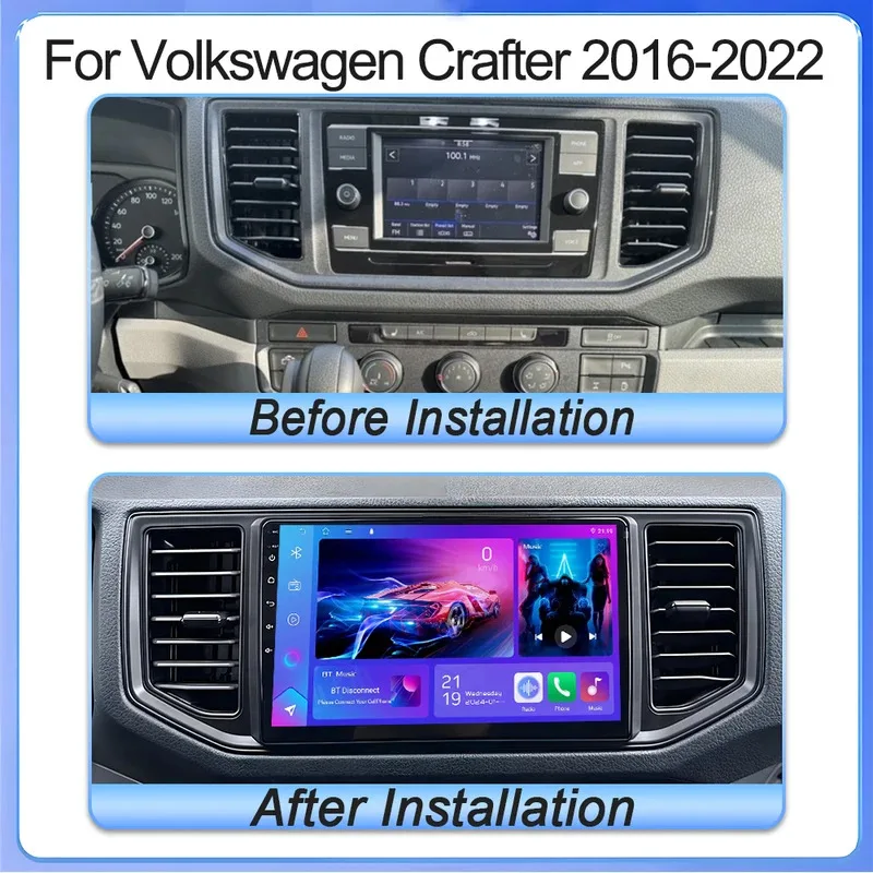 Android Auto For Volkswagen Crafter 2016 2017 2018 2019 2020 2021 2022 Car Radio Multimedia Video Player GPS Navigation Carplay