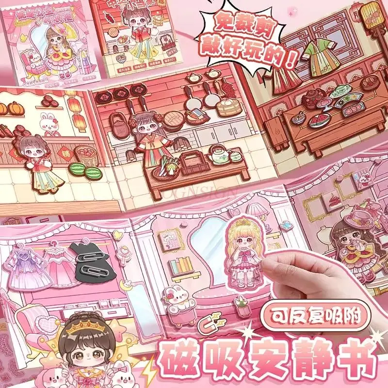 4-libri-set-adesivo-magnetico-principessa-libro-silenzioso-magnete-per-nuova-ragazza-magnete-taglio-libero-giocattolo-fatto-a-mano-fai-da-te