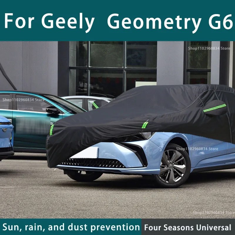 For Geely Geometry G6 Full Car Covers Outdoor Uv Sun Protection Dust Rain Snow Protective Anti-hail Car Cover Auto Black Cover