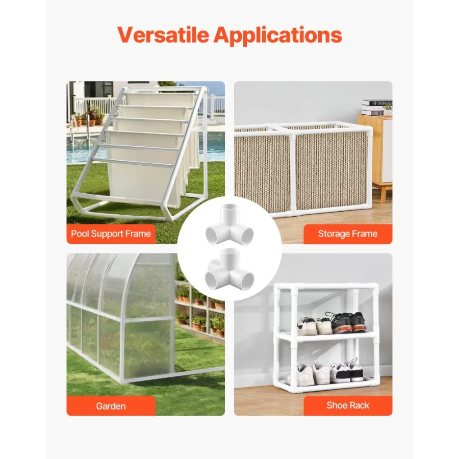 3-Wege-PVC-Armaturen, 10 Stück, PVC-Rohrverbindungen, Winkelverbinder für 1 PVC-Rohre