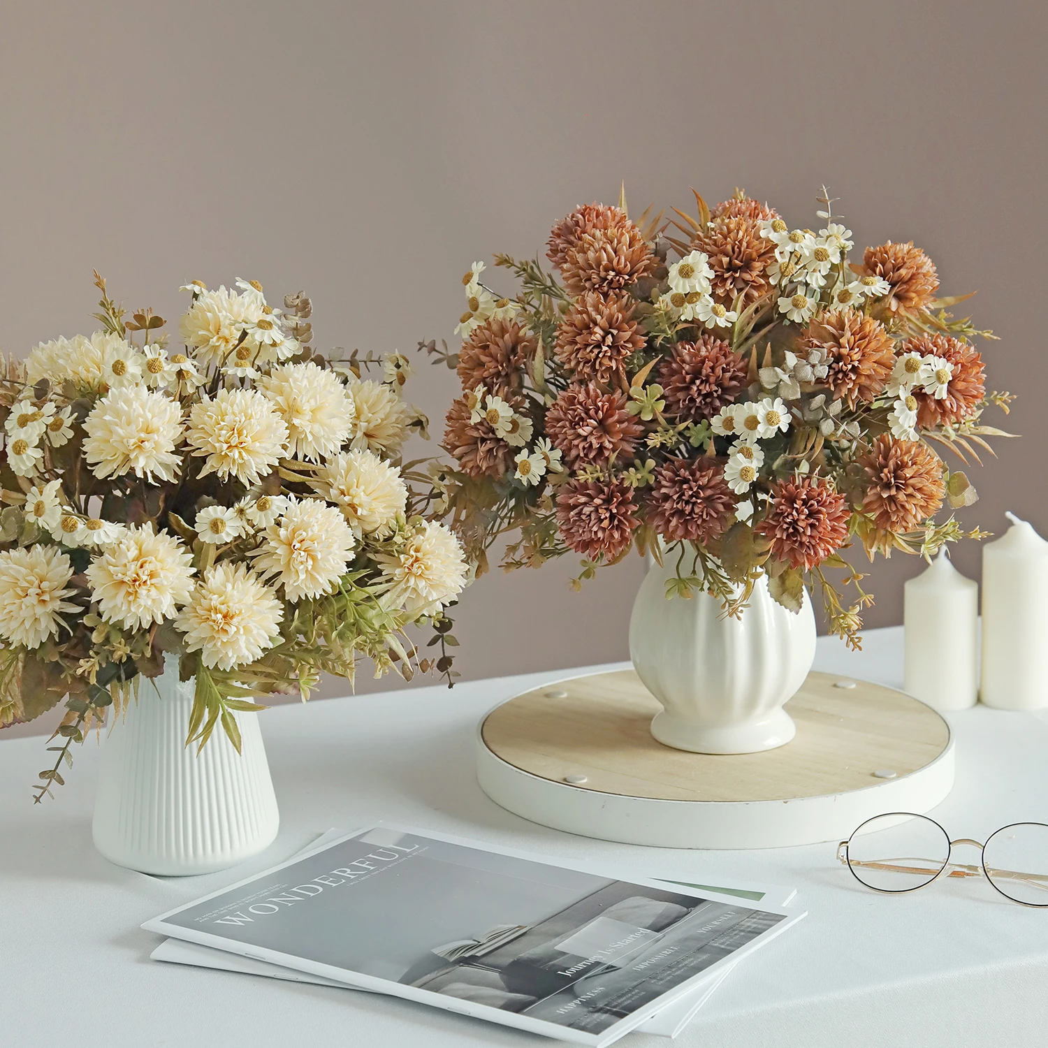 1/3Pc Seide Chrysantheme Künstliche Blume Diy Hochzeit Hause Weihnachten Zimmer Dekoration Brautstrauß Tisch Vase Fotografie Prop – Detail 3