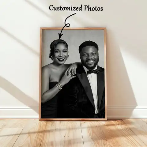 Custom Photo Canvas,Personalized Frameless Fabric Poster for Couples,Couple Portrait Wall Art,Bedroom&Anniversary Gift Decor