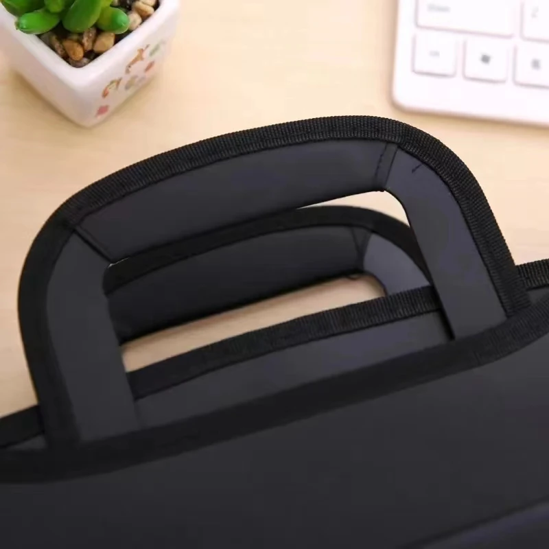 Bolsa de lona negra para documentos de oficina para hombres y mujeres, maletín de mensajero para computadora portátil, trabajo de mano, negocios, A4