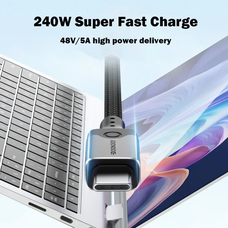 USB 5 80Gbps Thunderbolt Cable 4K@544Hz UHD Type C TO USB-C Cable PD240W Type-c Charge Cable for Macbook Pro Laptop Power Bank