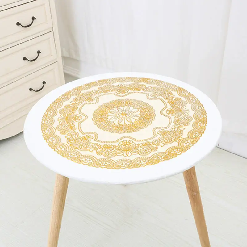 Modern Brocade Fabric Lace Trim Banquet Party Tablecloth Bedroom Balcony Small Round Table Cloth Tapete Christmas Decoration image 5