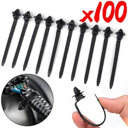 100~10Pcs Car Wire Harness Fastener Clamp Clips Black Cable Ties Management Organizers for Auto Corrugated Pipe Car-styling