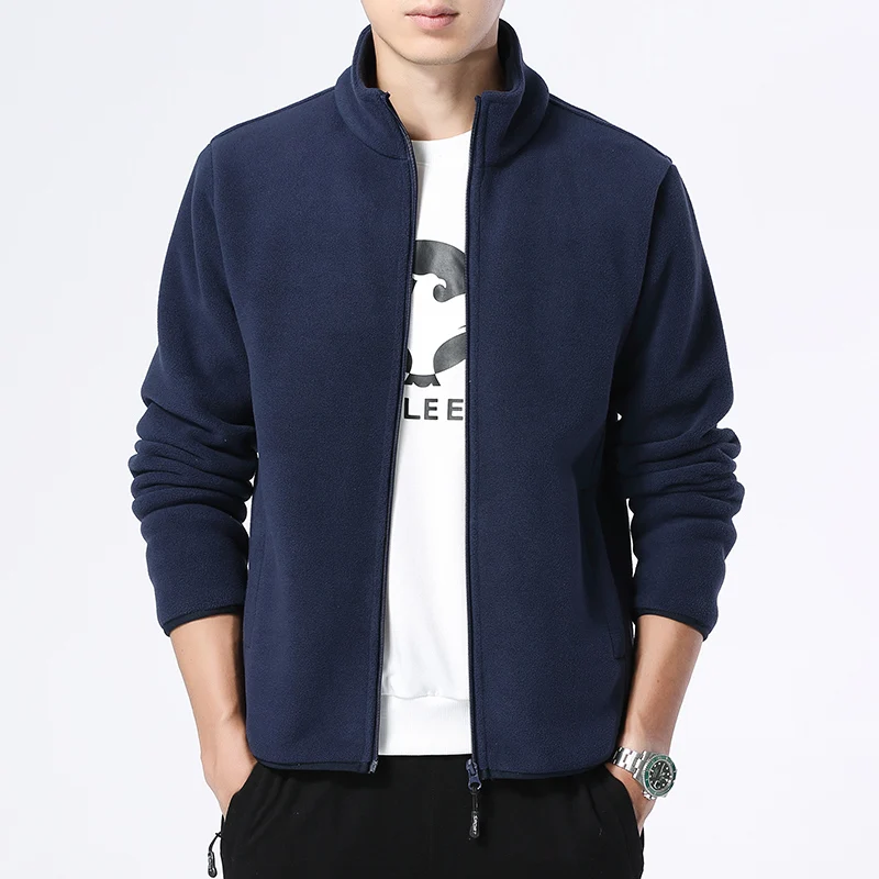 Winter fleece hiking jacket windbreaker for men Sportswear Wool lining thickened warm men\'s coat plus size overcoat