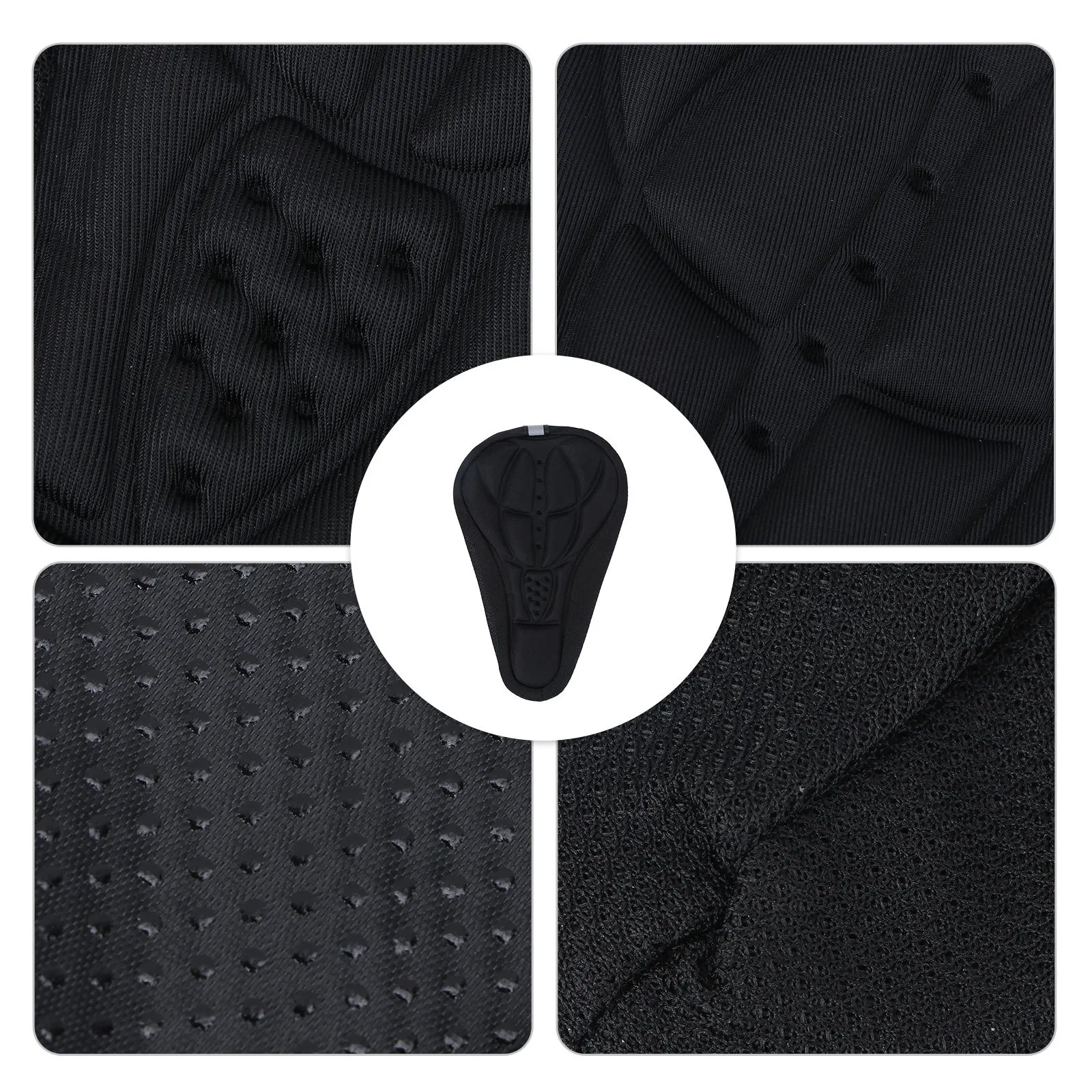 

Black 3D Bike Saddle Pad Seat Cover Breathable Ergonomic Shock Absorbing Non Slip Cushion Suitable for Mountain Road Folding