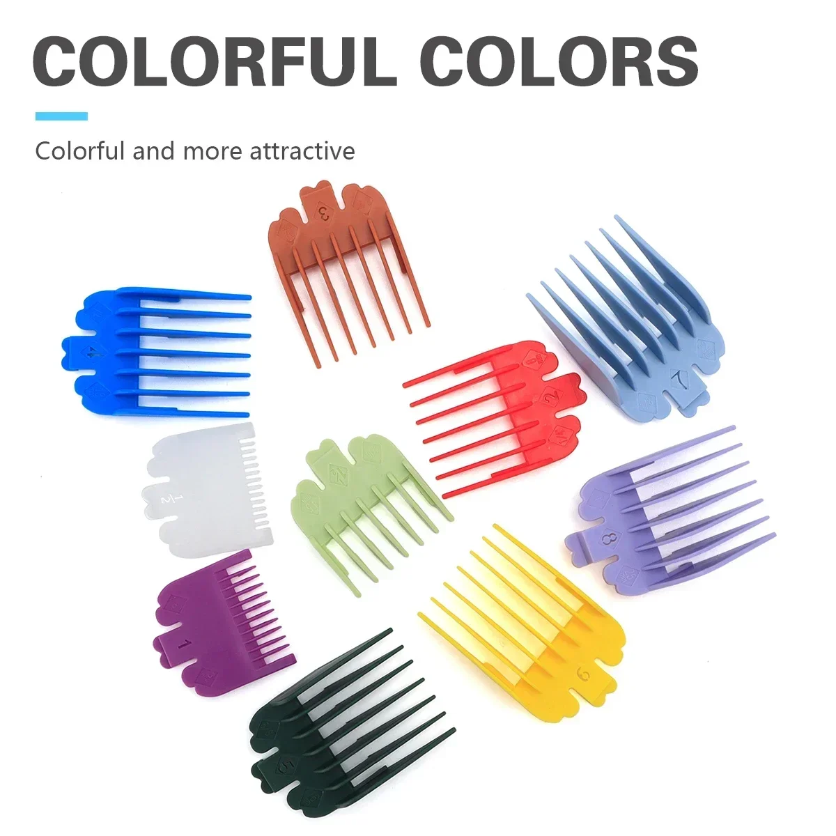 10 قطعة/الحقيبة مقص الشعر الحد مشط دليل الحد مشط المتقلب الحرس مرفق 3-25 مللي متر العالمي الملونة #5