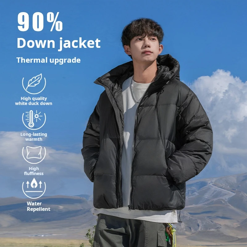 2024 Men's Winter down jacket High quality white duck down Padded Lightweight Plump Warm Waterproof Hooded down jacket