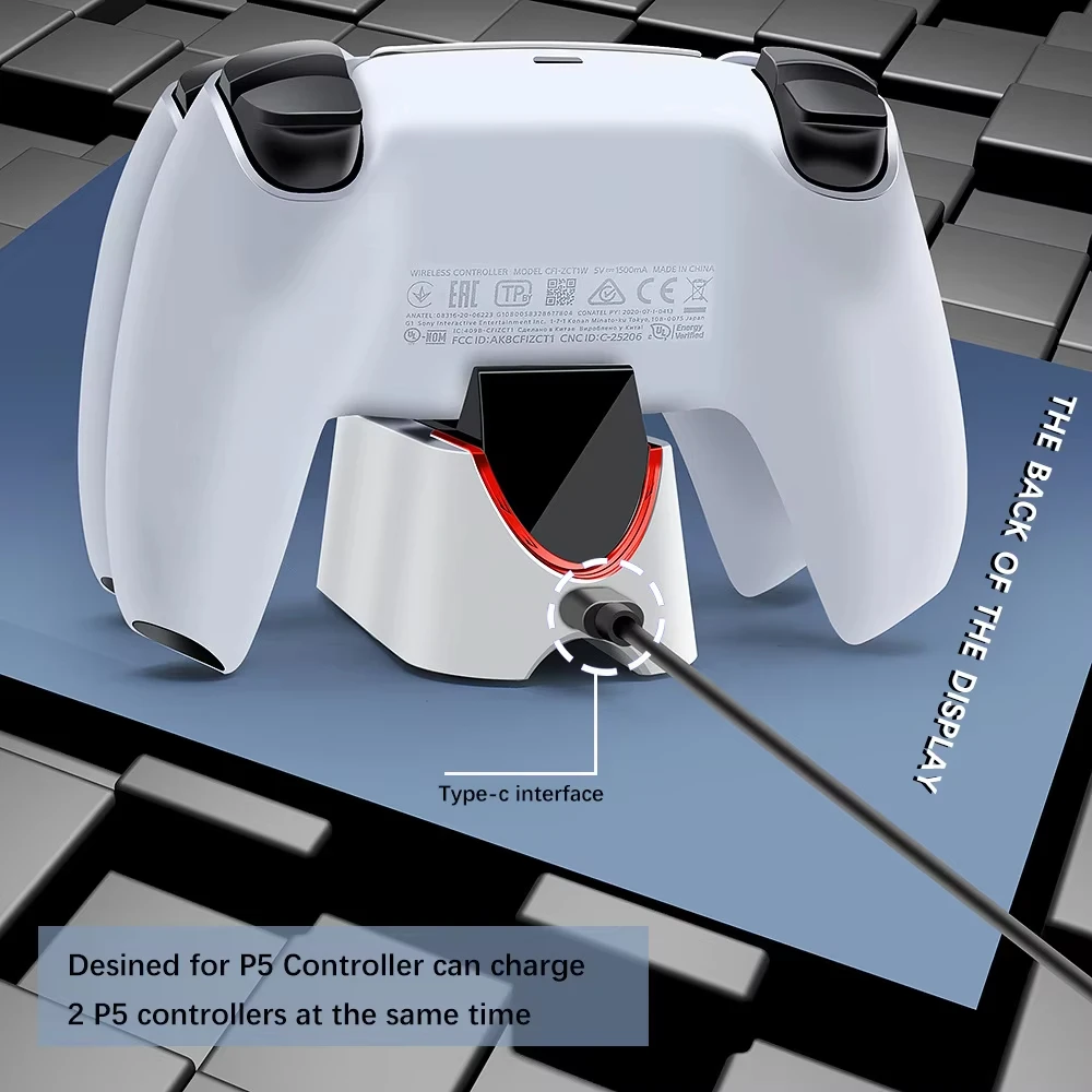 Carregador Rápido duplo para PS5, controlador sem fio, USB 3.1, Tipo-C, berço de carregamento, Dock Station para Sony Playstation 5, Joystick Gamepad