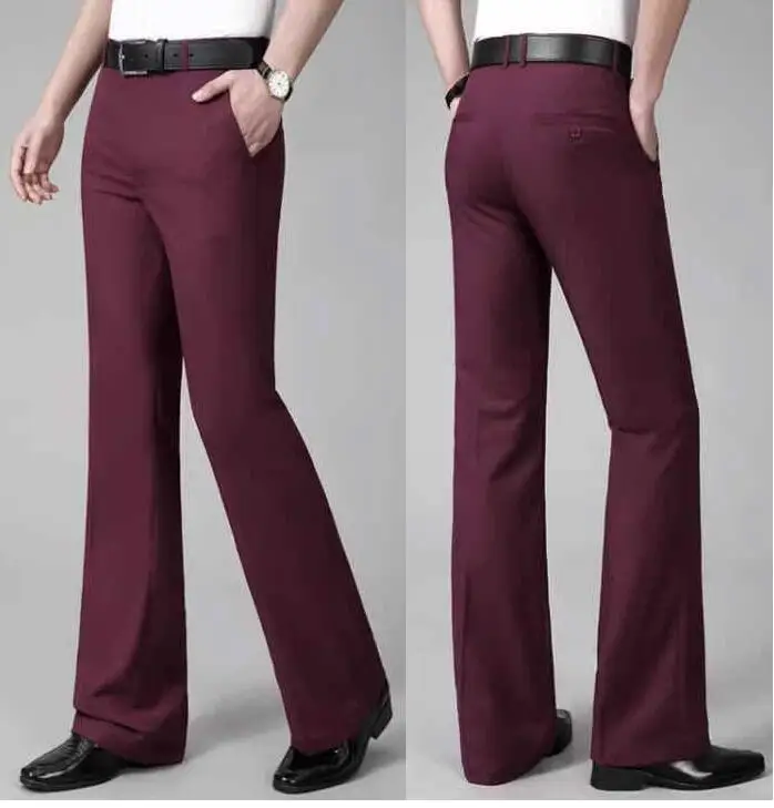 New Fashion Casual Flare Pants For Men Business Trousers Non Ironing Slim Fit Wide Leg Suits Pants Size 28-37