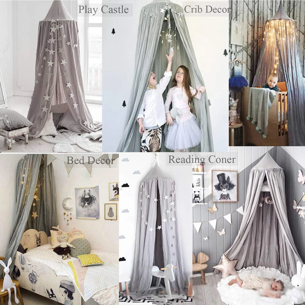 Kids Hanging Canopy Bed Curtain Double-layer Princess Mosquito Net Baby Crib Anti-mosquito Tent Children Bedroom Decor For Girls