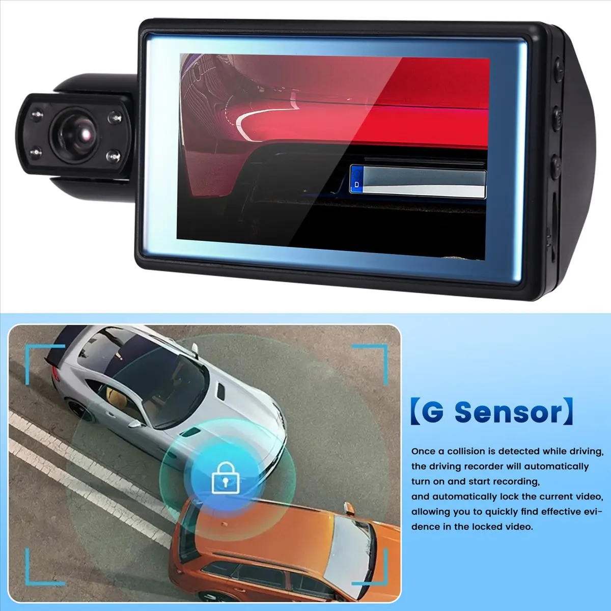 NCSMT 3.0In Dash Cam for Cars 1080P 2 Lens Front Camrea Dvr Video Recorder Black Box Inside Camera for Vehicle Night Vision