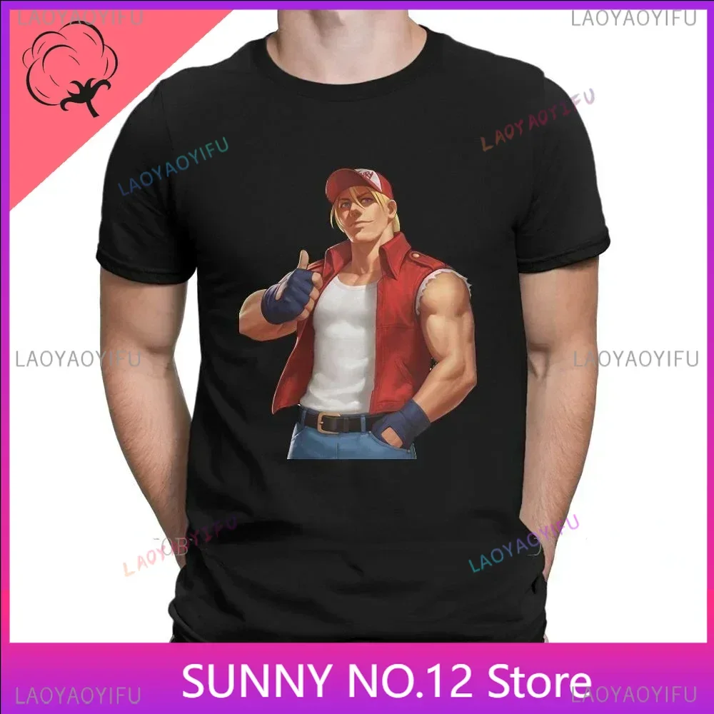 Мари богард Фатальная фурия хиппи 100% хлопок Футболка Король бойцов Мужской Топ Модный принт круглый вырез