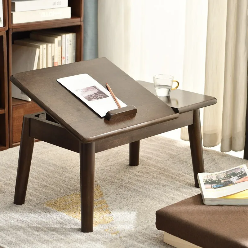 AOLIVIYA Sofa Floor Coffee Tea Table Portable Bed Folding Table Solid Wood Balcony Bay Window Modern Chinese Writing Desk