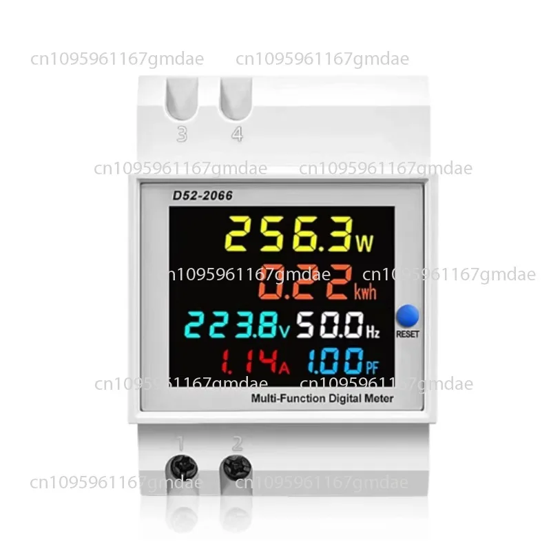 D52-2066 Rail Mounted AC Monitoring Instrument 6IN1 Display Smart Meter 110V 220V 380V 100A Voltage Current Factor Energy Meter