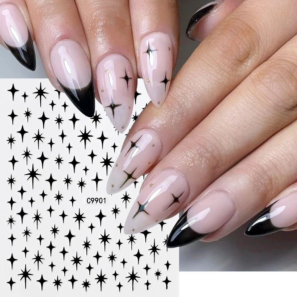 1Pcs 3D Gold Sliver Star Nail Art Stickers Bronzing Laser Starlight Slider Y2K Samoprzylepne naklejki DIY Manicure Dekoracje