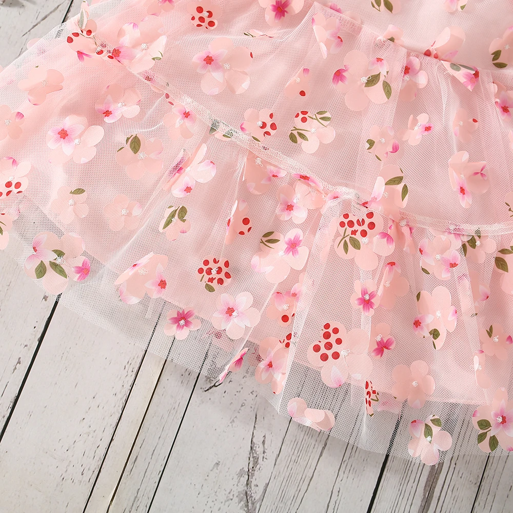 Summer New Baby Girls Dress Sleeveless Ribbon Halter Bow Floral Floral Embellished Sweet Princess Dress Birthday Party Team