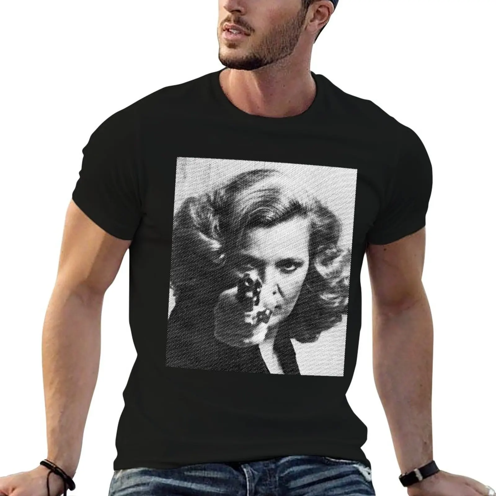 Gena Rowlands Portrait In Black _amp_ White T-Shirt anime vintage t shirt men 100℅ cotton