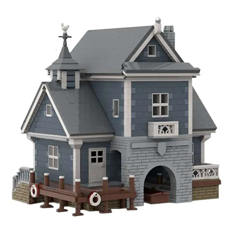 MOC Dockside House Church Cauldron Shop Magic Alley Model Building Blocks Architecture Wizarding Equipment Bricks Toys Child