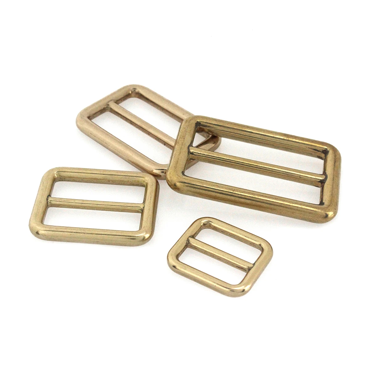 1pcs Solid Brass Rectangular Adjuster Buckle Cast Tri Glide Slide Backpack Strip webbing  leather craft Bag Shoulder Strap Belt