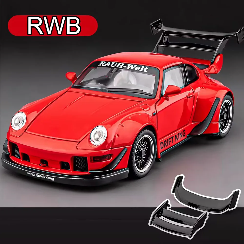 1:22 993 rwb shelby cobra brinquedos carros liga diecast modelos portas abertas carro esportivo em miniatura luz música veículo presentes de aniversário