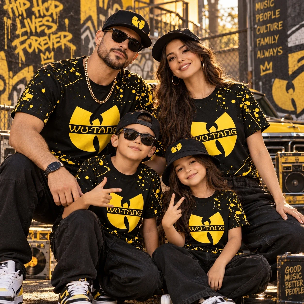 2026 Classic Yellow Legendary Rap Group Wu Tang Band T-Shirt Men Women Streetwear Family Matching Men's Women's  Kids T-Shirts