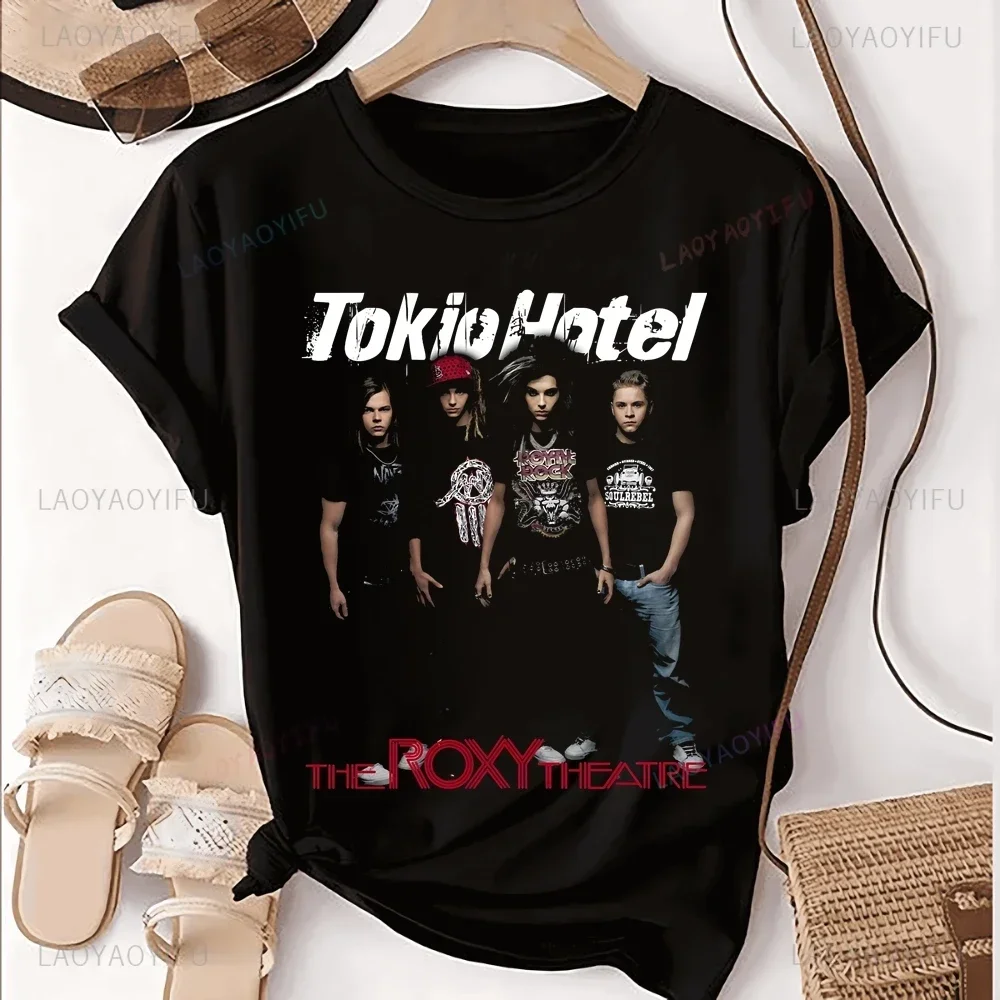Tokio Hotel German Rock Band Printed T-shirt Top Tokio Hotel Trend Harajuku Short Sleeve Unisex Shirt Graphic Large T-shirt