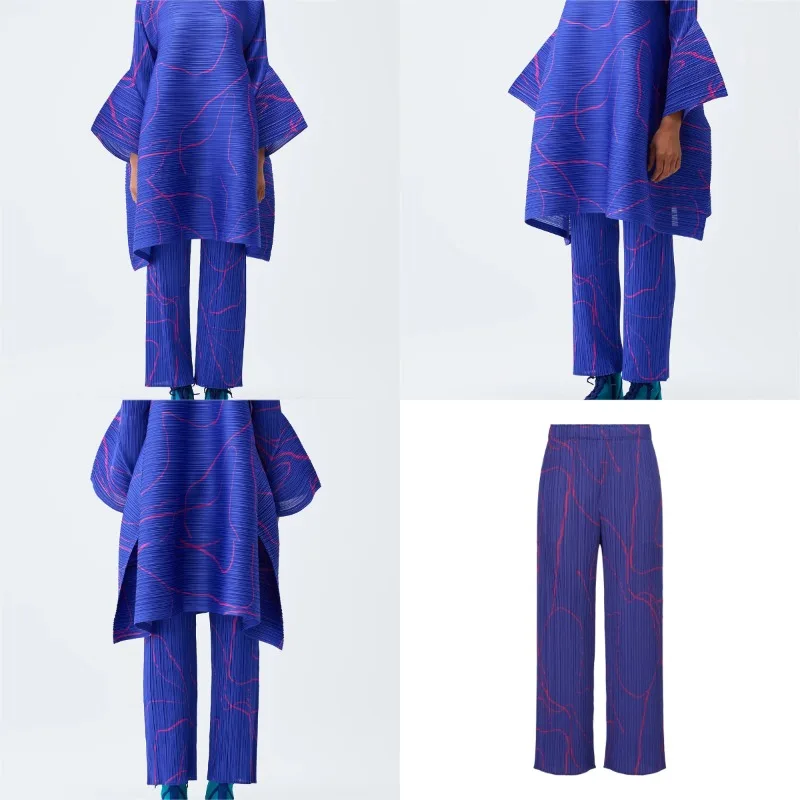 

Miyake Fold 2025 Pants, Children's Loose Straight Leg Pants, Fashionable Elastic Waist, Versatile, 9-inch Wide Leg Casual Pants