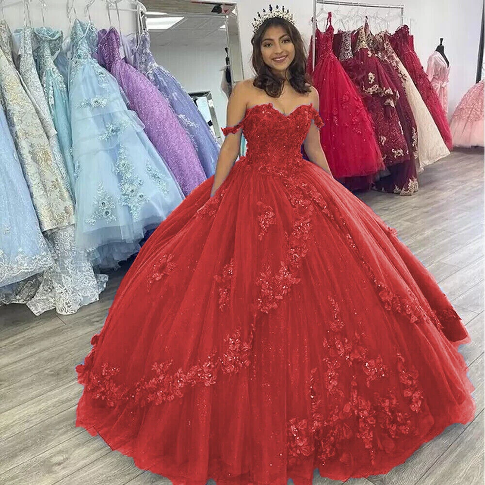 Королевское синее бальное платье Quinceanera, элегантное платье с открытыми плечами, цветами и бисером, для дня рождения, выпускного вечера, принцессы по индивидуальному заказу