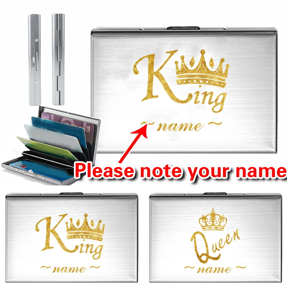 

Personalized Customized Name Metal card box Men Women Credit Card Holder Metal clasp Wallet Thin ID Cases Custom Products