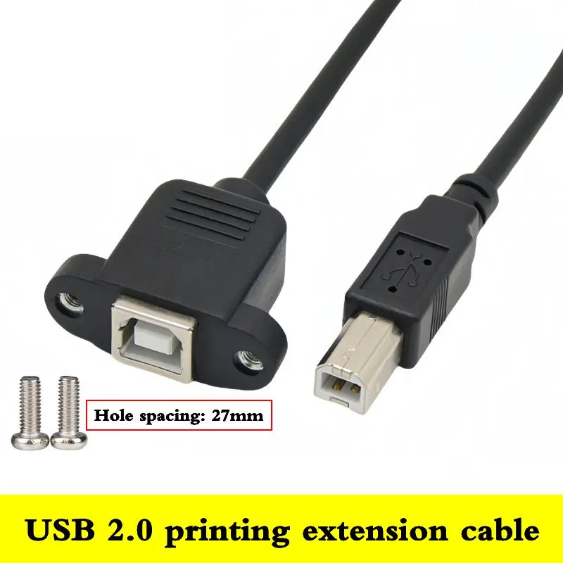 USB Printer B Male to B Female With Ear Screw Hole Extension Panel Cable USB Square Port Printer Male to Female Data Cable