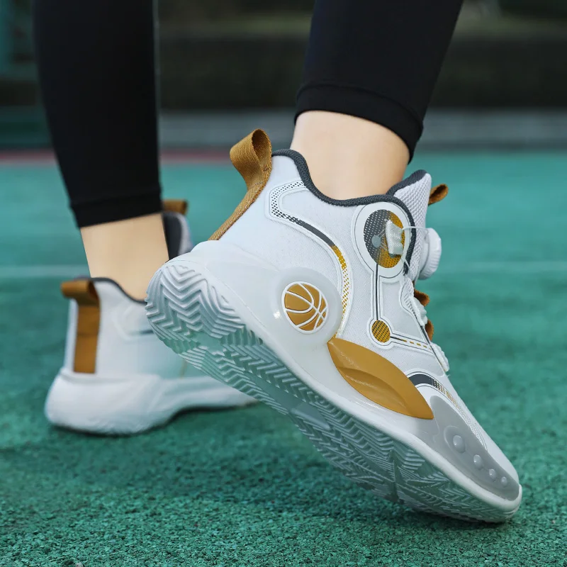 أحذية رياضية قتالية لكرة السلة للأولاد ، أحذية رياضية مانعة للإنزلاق ، قابلة للتنفس ، زر دوار ، خفيفة الوزن ، أحذية جري للأطفال ، جديدة ، #3