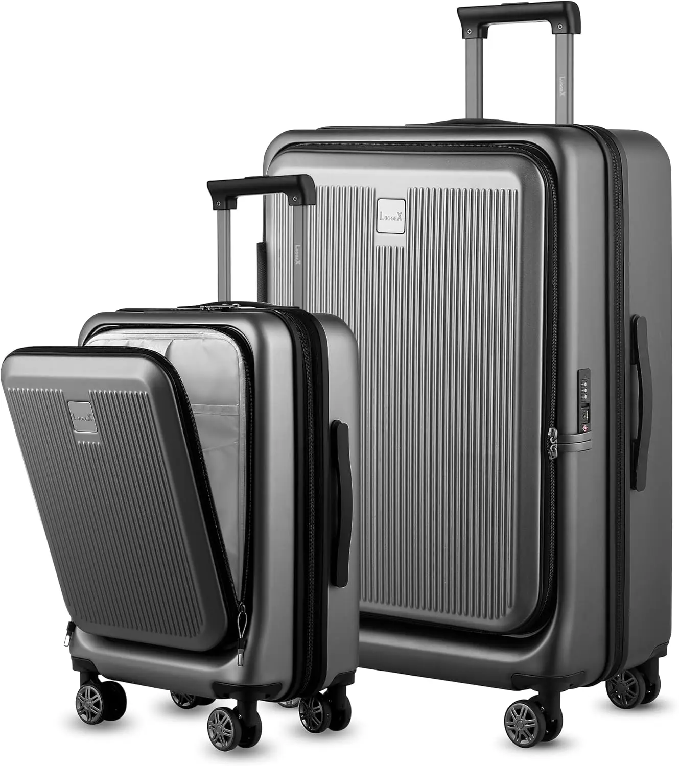 Luggex Luggage Sets 2 Piece, 20 Inch Carry On Luggage With Usb Port And 28 Inch Checked Luggage With Front Opening, Expandable