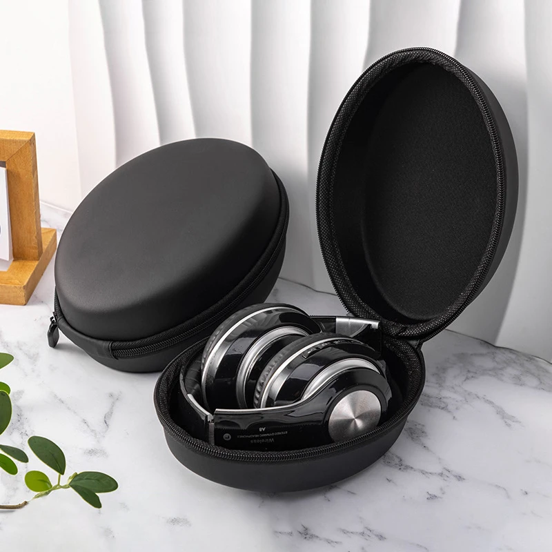 

1 Piece Large Capacity Handheld Earphone Container Travel Supplies Black Headphone Carrying Case Shockproof Headset Pouch