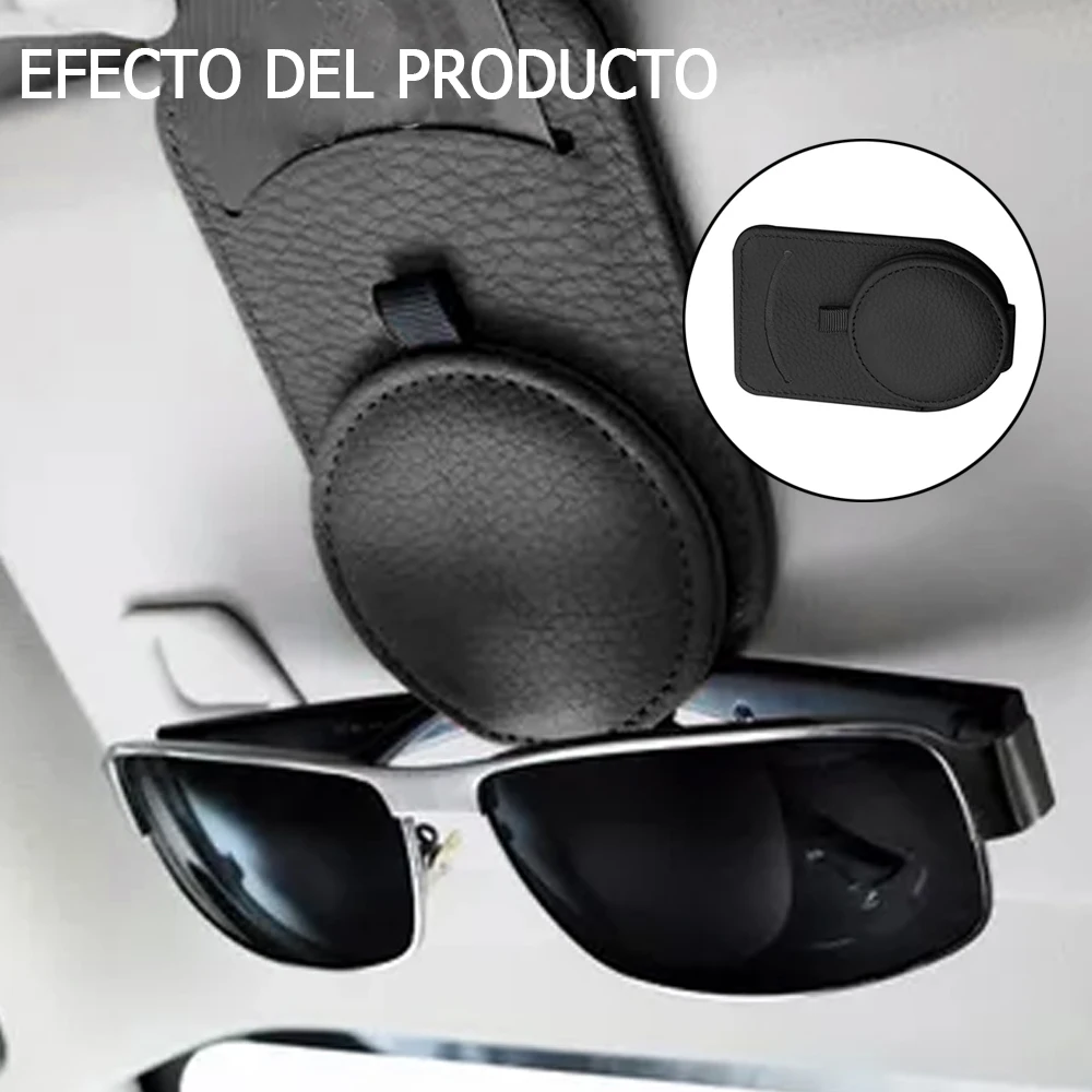 

PU Leather Car Sun Visor Glasses Clip Glasses Holder Bracket Auto Sun Visor Plate Sunglasses Black Case Card Pen Holder Fastener