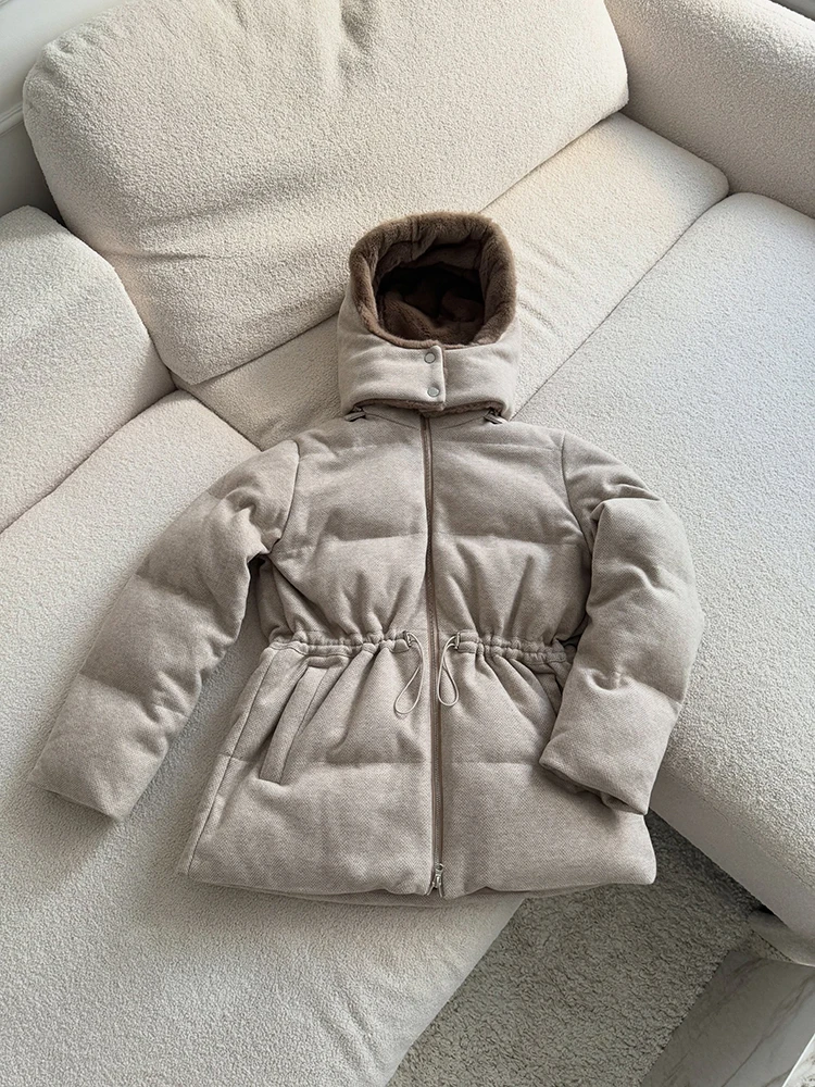 Winter Thick Faux Fur Lined Hooded Coat Long Sleeve Zip Up Casual Warm Soft Outerwear 2026 New Trendy Hot Chic Street Jackets