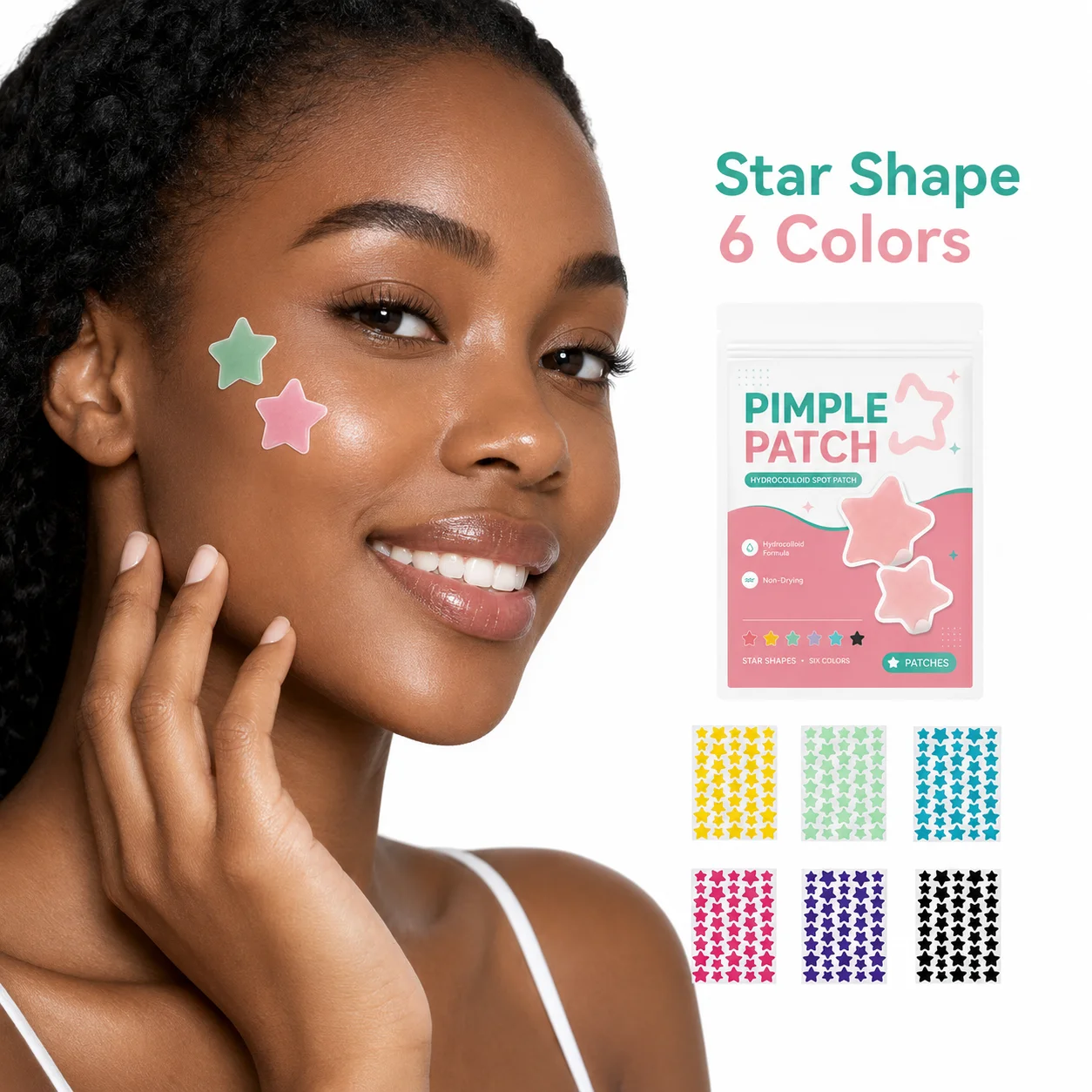 240 Count Patches in 6 Colors, for Facial Coverage, Conceals, Blocks Dust, Powder-Proof, Sweat-Proof, for Decoration, Photos, an