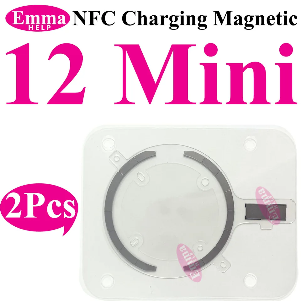 2 piezas de carga inalámbrica NFC magnética para iPhone 12, 13, 16 Pro Max, 14, 15 Plus, cubierta trasera, vidrio trasero, imán de cargador MagSafe, reparación 5