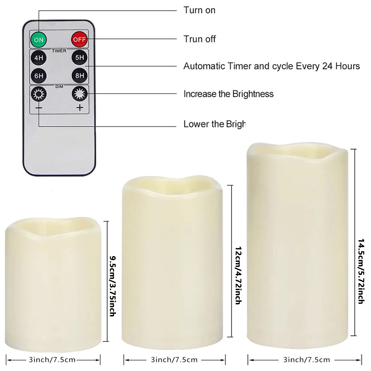 3 개/대 LED Flameless 양초 깜박이는 빛 크리스마스 축제 결혼식 홈 파티 장식 조명에 대 한 원격 제어