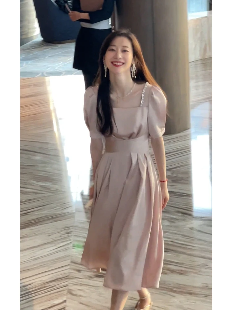 

Ele Satin Wedding Dr Women's High Waist A-Line Skirt ort Sve Formal Evening Gown for Bridesmaids Summer Par