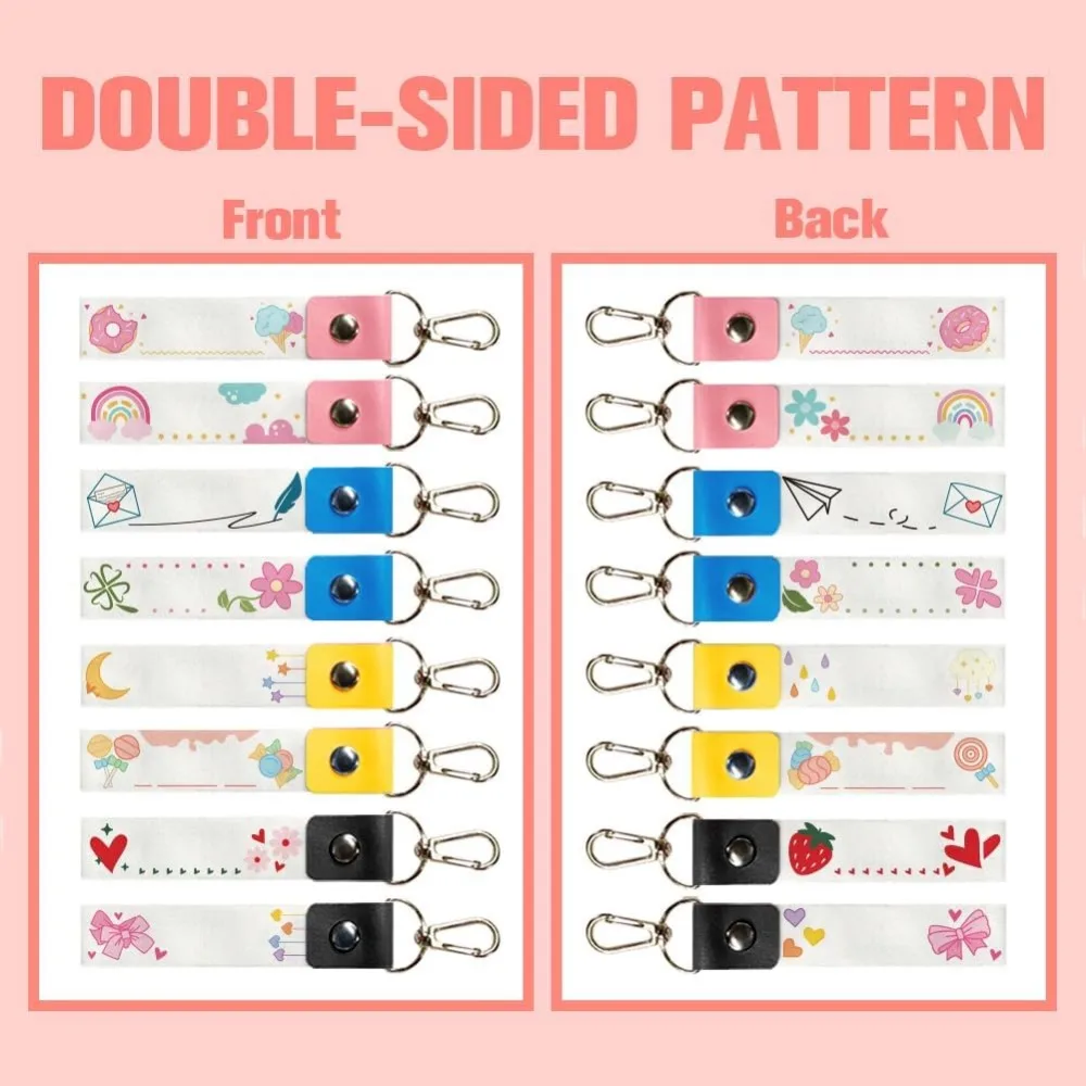 8Pcs Personalized Name Tags Hooks 5.1x0.8 Inch Backpack Name Tags Bow Tie Heart Daycare Labels Doughnut Sweet PU making kit