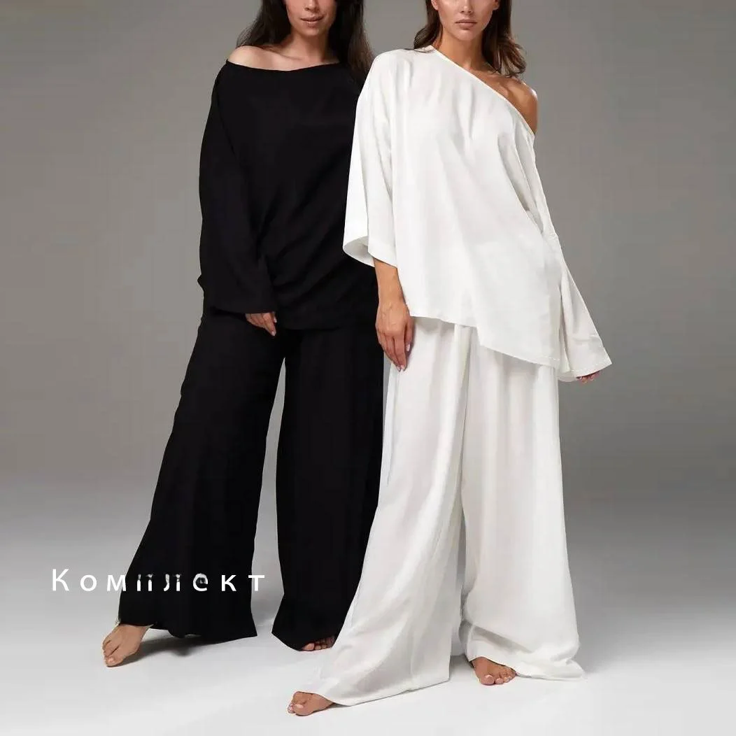 

Женский повседневный свободный топ Mat Sle, брюки Faion Set, длинные брюки Sve, осенне-зимняя коллекция