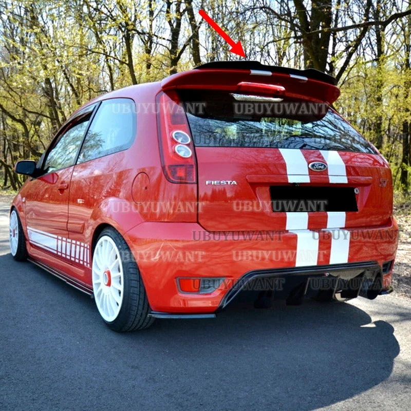 Für FORD FIESTA MK6 ST 2004 - 2008 Auto HECKFLÜGEL Lippe SPOILER ABS Kunststoff Glänzend Schwarz Dachflügel Heckspoiler – Detail 2