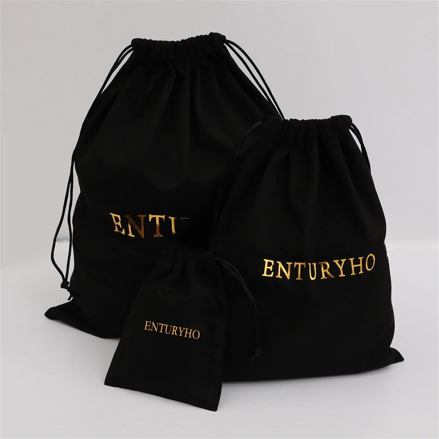 

100 black Flannel bags personalized with your logo print any color custom drawstring bags jewelry bag packaging chic drawstring