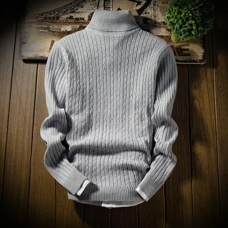 2023 Winter High Neck Thick Warm Sweater Men Turtleneck Brand Mens Sweaters Slim Fit Pullover Men Knitwear Male Double Collar3Xl